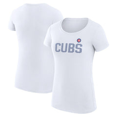Chicago Cubs G-III 4Her by Carl Banks Women's Super-Slim Fit Lightweight Dot Print T-Shirt - White