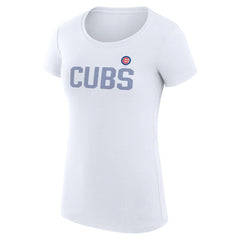 Chicago Cubs G-III 4Her by Carl Banks Women's Super-Slim Fit Lightweight Dot Print T-Shirt - White