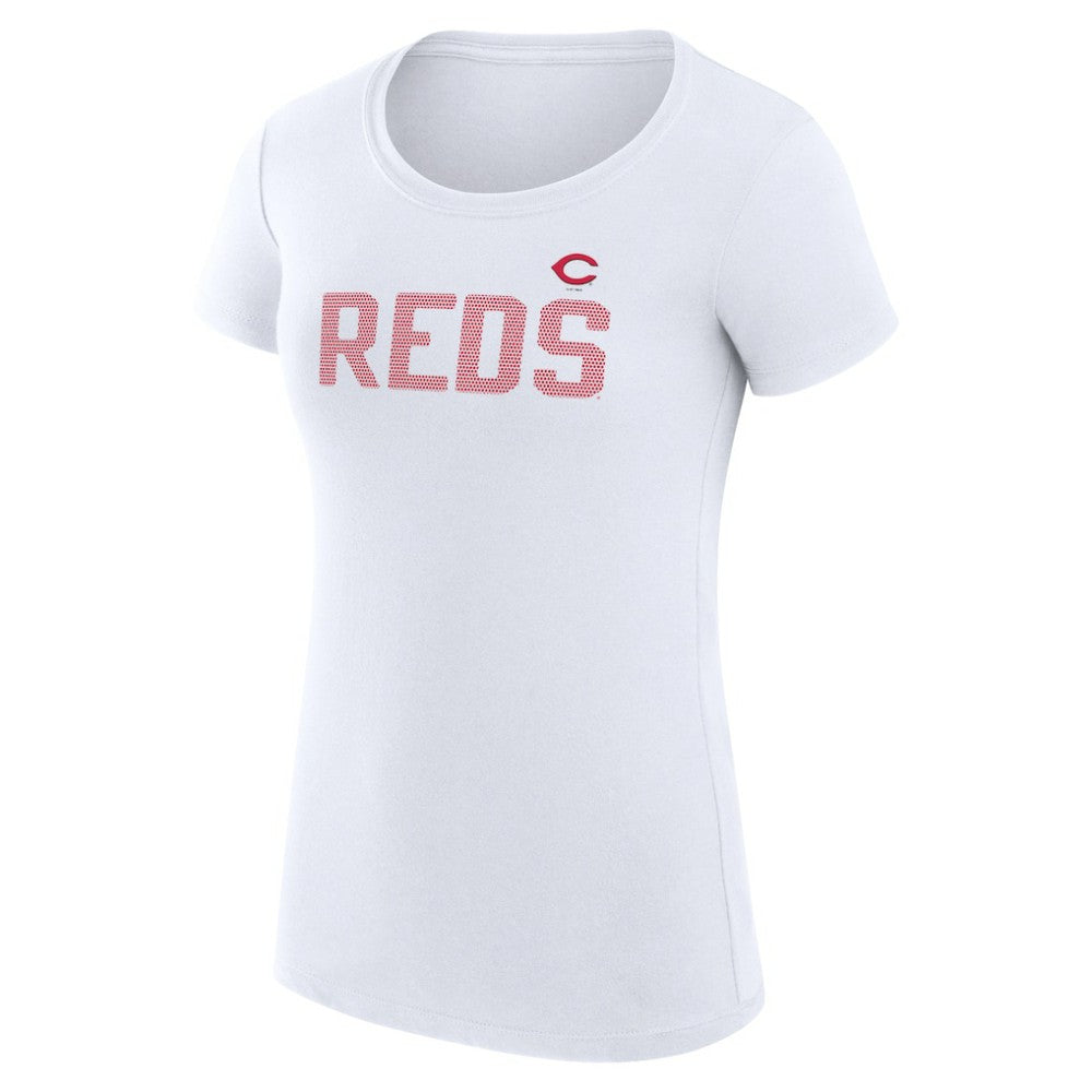 Cincinnati Reds G-III 4Her by Carl Banks Women's Super-Slim Fit Lightweight Dot Print T-Shirt - White