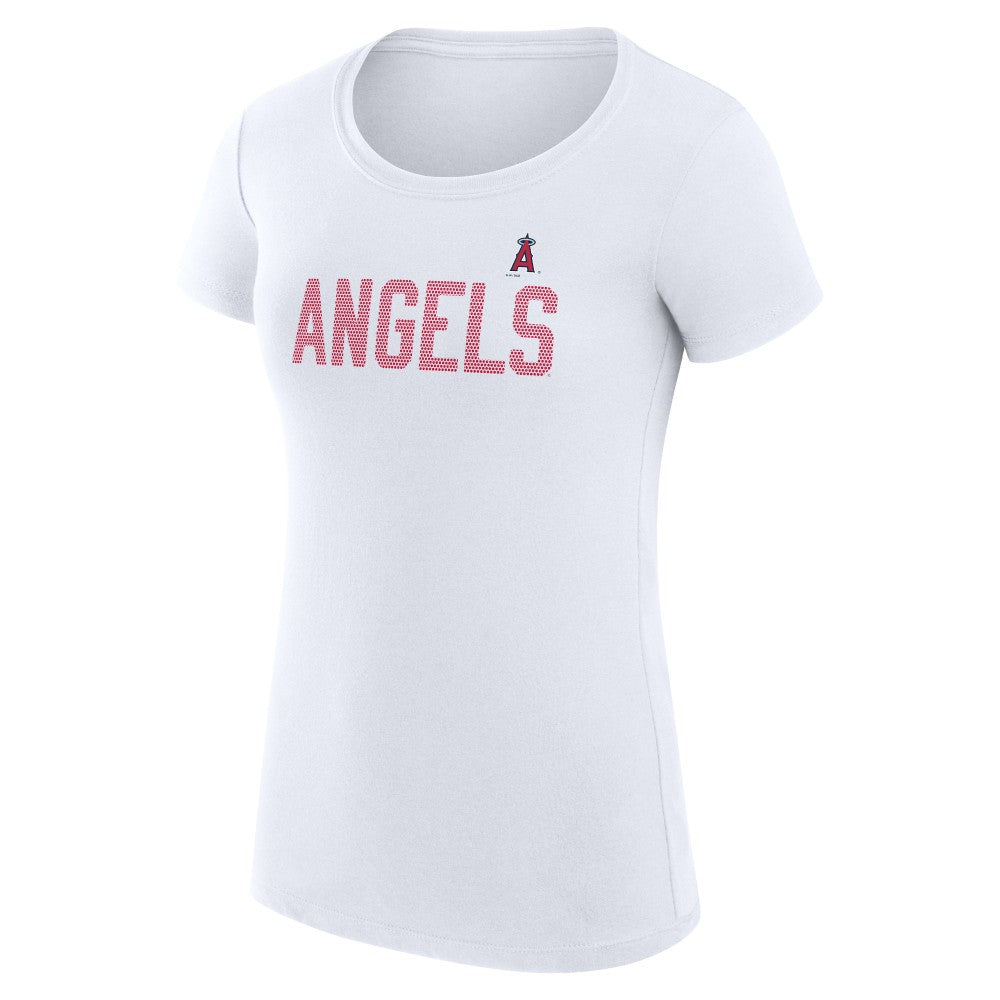 Los Angeles Angels G-III 4Her by Carl Banks Women's Super-Slim Fit Lightweight Dot Print T-Shirt - White