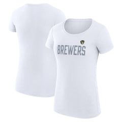 Milwaukee Brewers G-III 4Her by Carl Banks Women's Super-Slim Fit Lightweight Dot Print T-Shirt - White