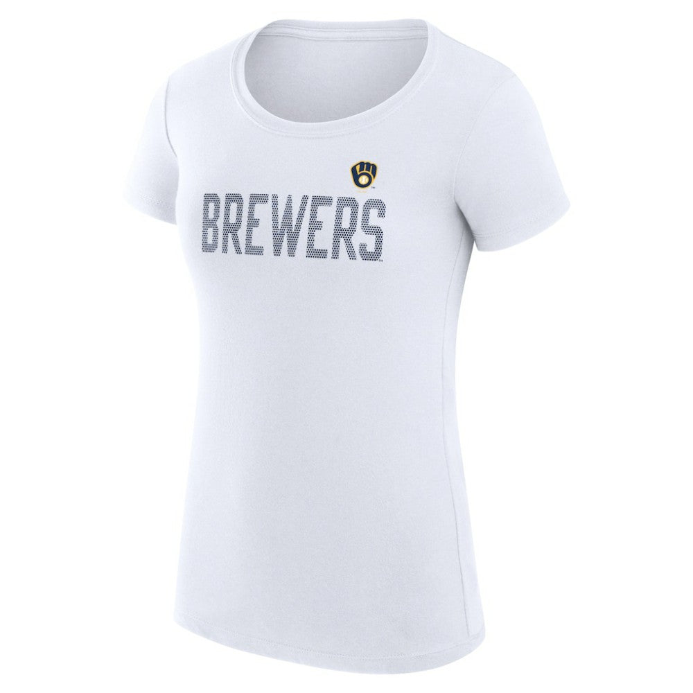 Milwaukee Brewers G-III 4Her by Carl Banks Women's Super-Slim Fit Lightweight Dot Print T-Shirt - White