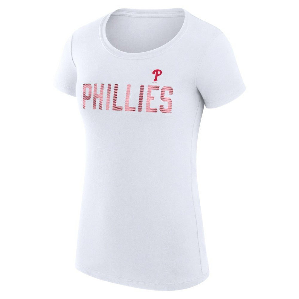 Philadelphia Phillies G-III 4Her by Carl Banks Women's Super-Slim Fit Lightweight Dot Print T-Shirt - White