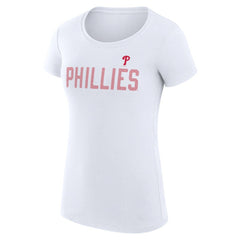 Philadelphia Phillies G-III 4Her by Carl Banks Women's Super-Slim Fit Lightweight Dot Print T-Shirt - White
