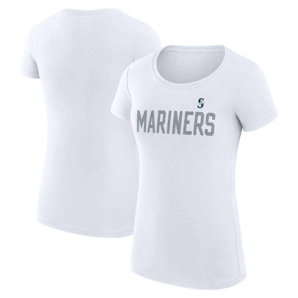 Seattle Mariners G-III 4Her by Carl Banks Women's Super-Slim Fit Lightweight Dot Print T-Shirt - White