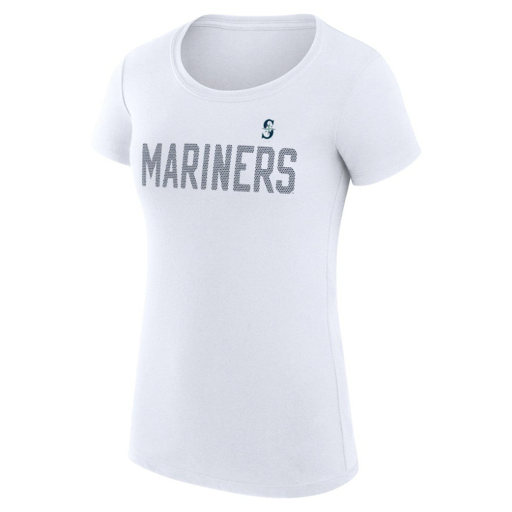 Seattle Mariners G-III 4Her by Carl Banks Women's Super-Slim Fit Lightweight Dot Print T-Shirt - White