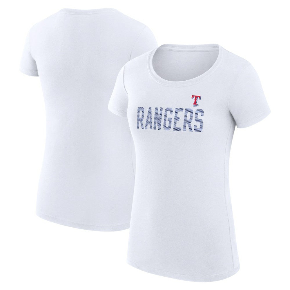 Texas Rangers G-III 4Her by Carl Banks Women's Super-Slim Fit Lightweight Dot Print T-Shirt - White