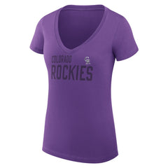 Colorado Rockies G-III 4Her by Carl Banks Women's Super-Slim Fit Lightweight Dot Print V-Neck T-Shirt - Purple