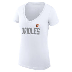 Baltimore Orioles G-III 4Her by Carl Banks Women's Super-Slim Fit Lightweight Dot Print V-Neck T-Shirt - White