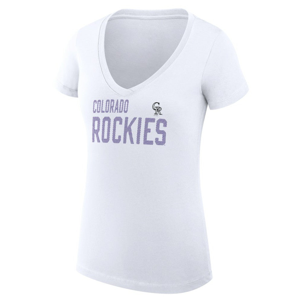 Colorado Rockies G-III 4Her by Carl Banks Women's Super-Slim Fit Lightweight Dot Print V-Neck T-Shirt - White