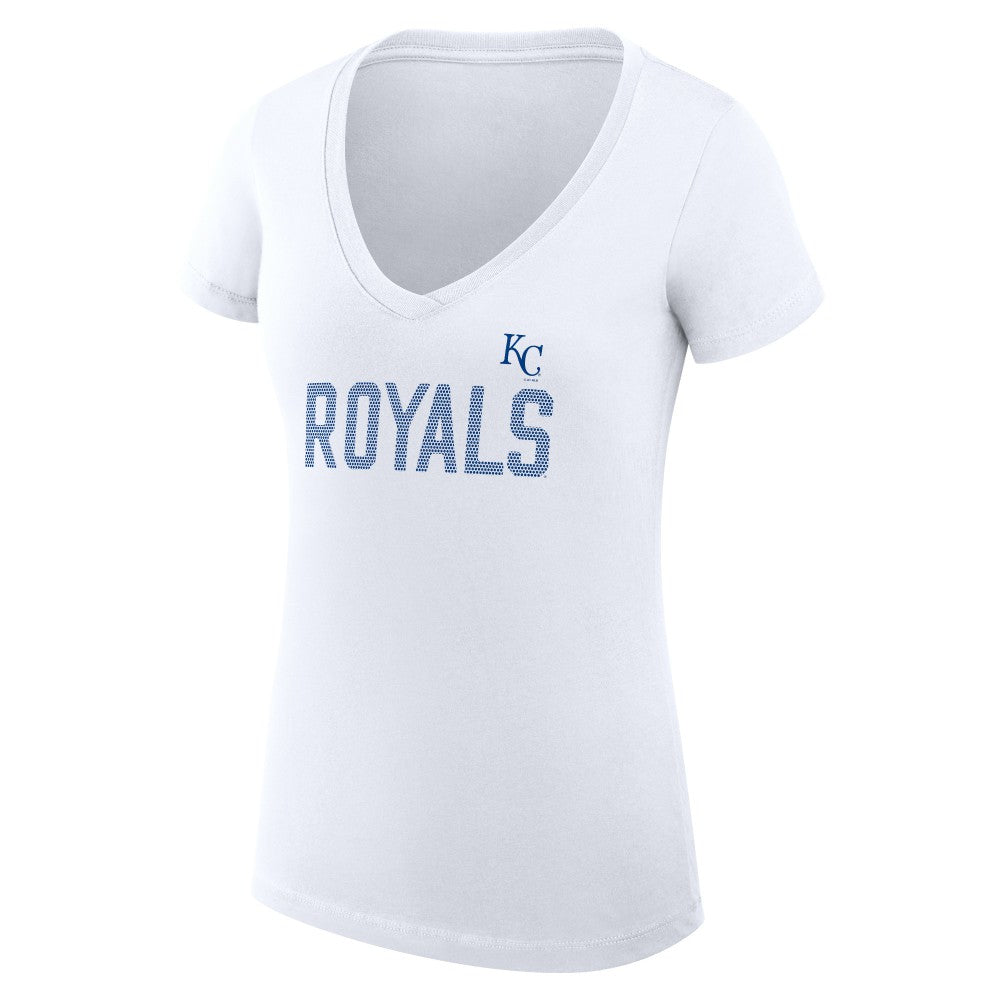 Kansas City Royals G-III 4Her by Carl Banks Women's Super-Slim Fit Lightweight Dot Print V-Neck T-Shirt - White