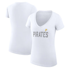 Pittsburgh Pirates G-III 4Her by Carl Banks Women's Super-Slim Fit Lightweight Dot Print V-Neck T-Shirt - White