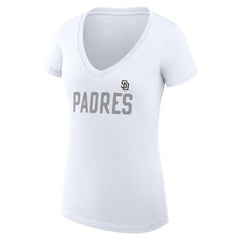 San Diego Padres G-III 4Her by Carl Banks Women's Super-Slim Fit Lightweight Dot Print V-Neck T-Shirt - White