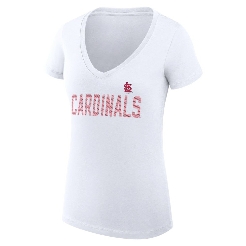St. Louis Cardinals G-III 4Her by Carl Banks Women's Super-Slim Fit Lightweight Dot Print V-Neck T-Shirt - White