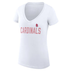 St. Louis Cardinals G-III 4Her by Carl Banks Women's Super-Slim Fit Lightweight Dot Print V-Neck T-Shirt - White