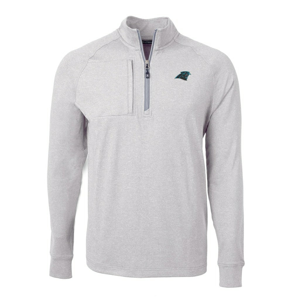 Carolina Panthers Cutter & Buck Big & Tall Adapt Eco Knit Quarter-Zip Pullover Top - Heather Gray sale
