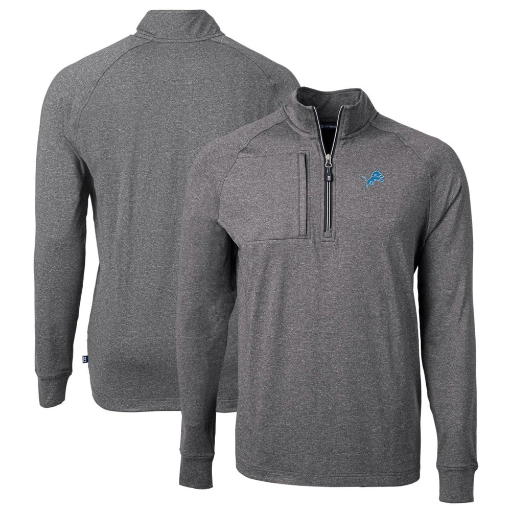 Detroit Lions Cutter & Buck Big & Tall Adapt Eco Knit Quarter-Zip Pullover Top - Heather Black online