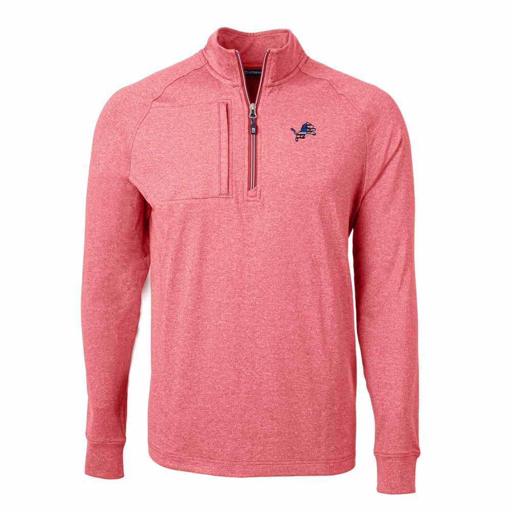 Detroit Lions Cutter & Buck Big & Tall Adapt Eco Knit Quarter-Zip Pullover Top - Heather Red outlet