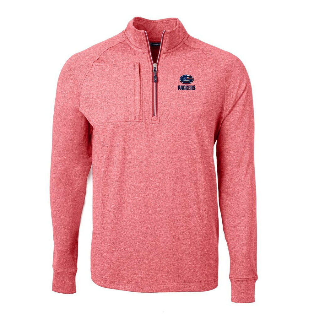 Green Bay Packers Cutter & Buck Big & Tall Adapt Eco Knit Quarter-Zip Pullover Top - Heather Red for sale