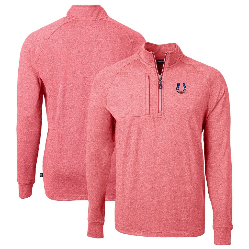 Indianapolis Colts Cutter & Buck Big & Tall Adapt Eco Knit Quarter-Zip Pullover Top - Heather Red sale