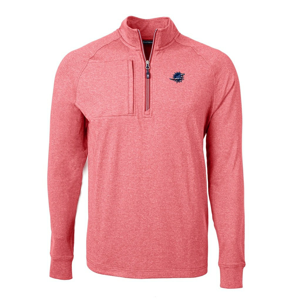 Miami Dolphins Cutter & Buck Big & Tall Adapt Eco Knit Quarter-Zip Pullover Top - Heather Red outlet