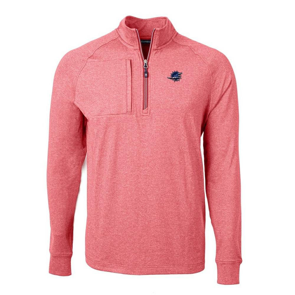 Miami Dolphins Cutter & Buck Big & Tall Adapt Eco Knit Quarter-Zip Pullover Top - Heather Red outlet