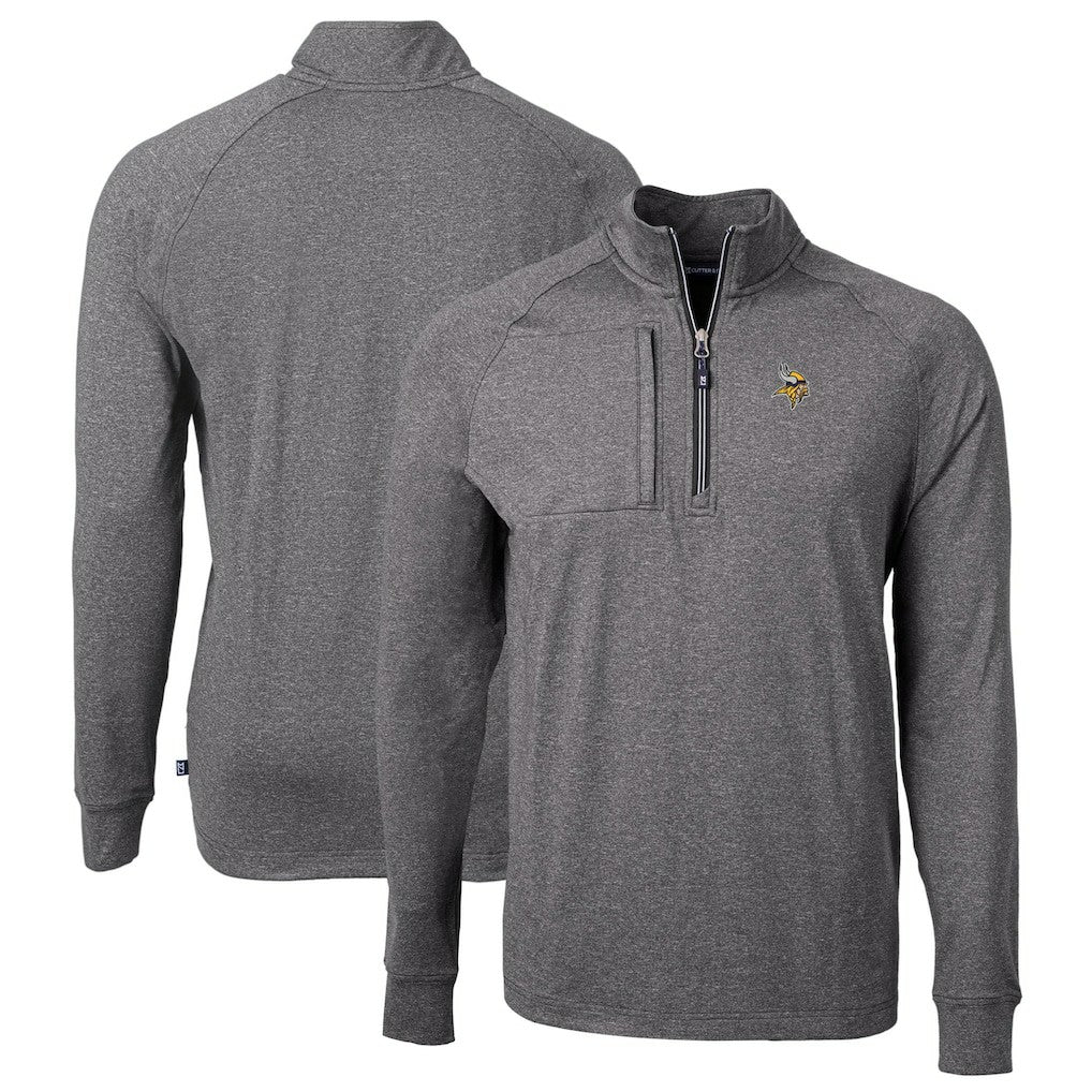 Minnesota Vikings Cutter & Buck Big & Tall Adapt Eco Knit Quarter-Zip Pullover Top - Heather Black online