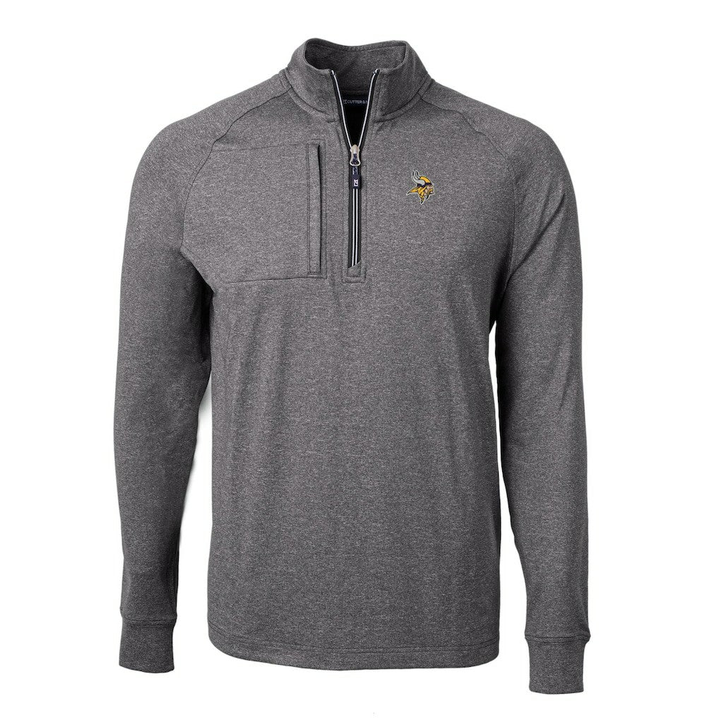 Minnesota Vikings Cutter & Buck Big & Tall Adapt Eco Knit Quarter-Zip Pullover Top - Heather Black online