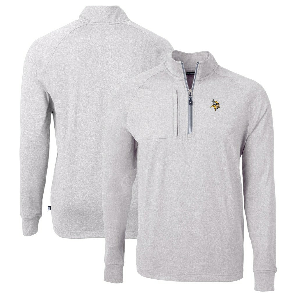 Minnesota Vikings Cutter & Buck Big & Tall Adapt Eco Knit Quarter-Zip Pullover Top - Heather Gray cheap