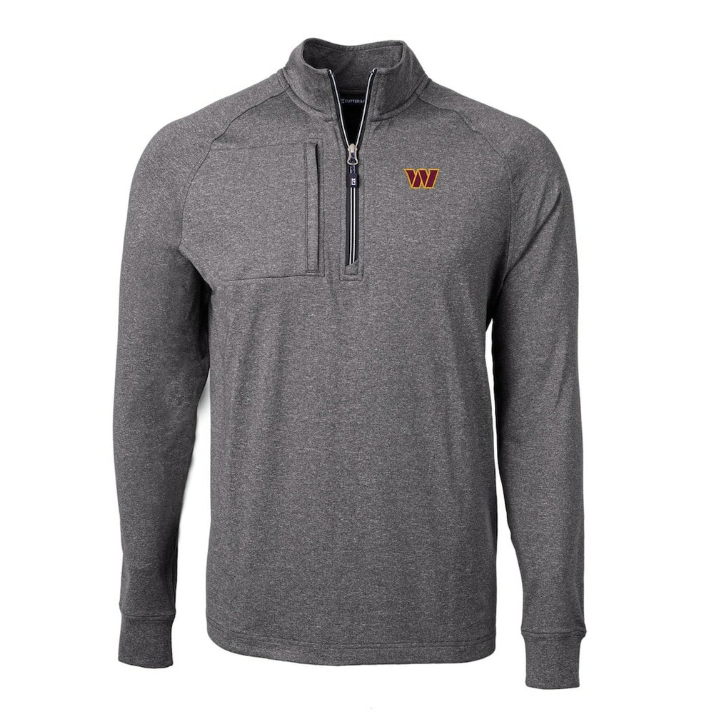 Washington Commanders Cutter & Buck Big & Tall Adapt Eco Knit Quarter-Zip Pullover Top - Heather Black on sale