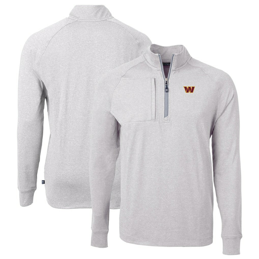 Washington Commanders Cutter & Buck Big & Tall Adapt Eco Knit Quarter-Zip Pullover Top - Heather Gray outlet