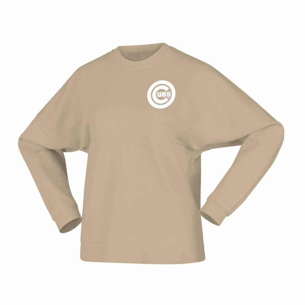 Chicago Cubs Women's Branded Fleece Pullover Sweatshirt - Tan
