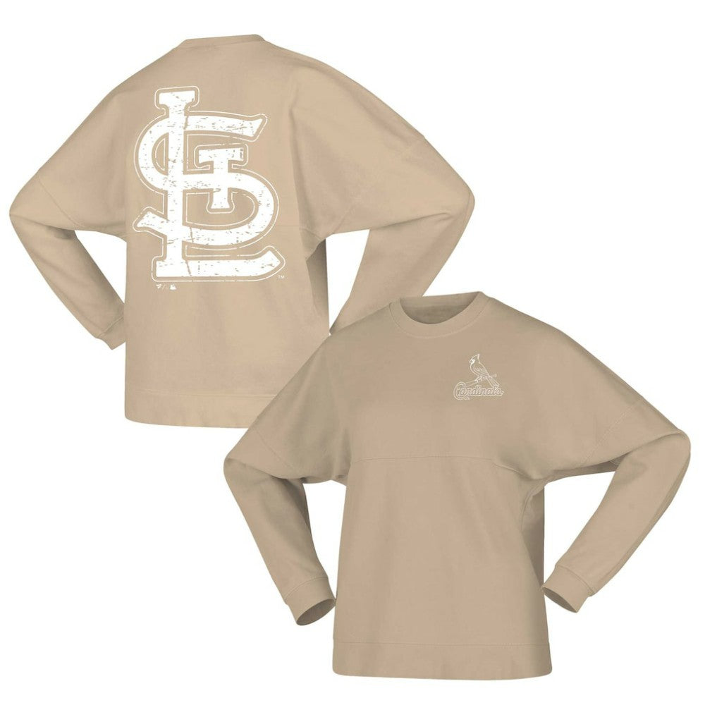 St. Louis Cardinals Women's Branded Fleece Pullover Sweatshirt - Tan