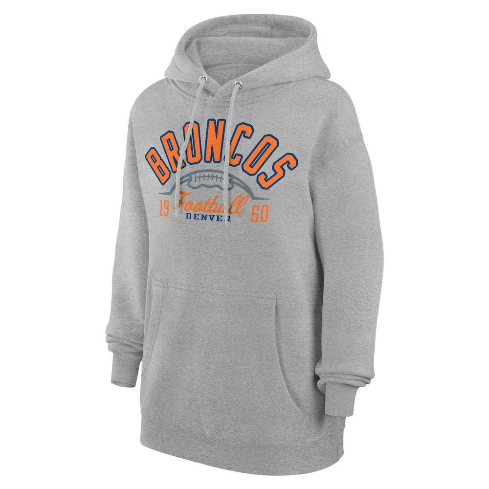 Denver Broncos Starter Unisex Half Ball Team Fleece Pullover Hoodie - Heather Gray on sale
