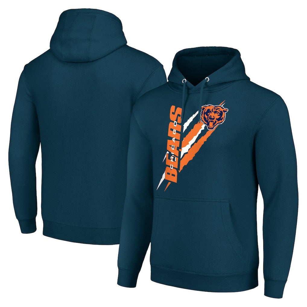 Chicago Bears Starter Unisex Color Scratch Fleece Pullover Hoodie - Navy online