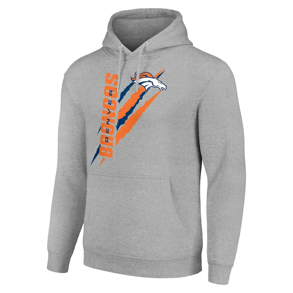 Denver Broncos Starter Unisex Color Scratch Fleece Pullover Hoodie - Heather Gray discount