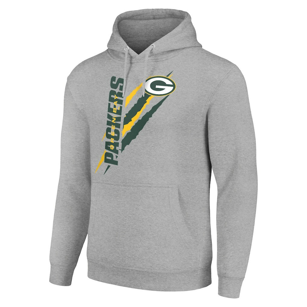 Green Bay Packers Starter Unisex Color Scratch Fleece Pullover Hoodie - Heather Gray for sale