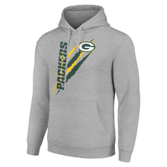 Green Bay Packers Starter Unisex Color Scratch Fleece Pullover Hoodie - Heather Gray for sale