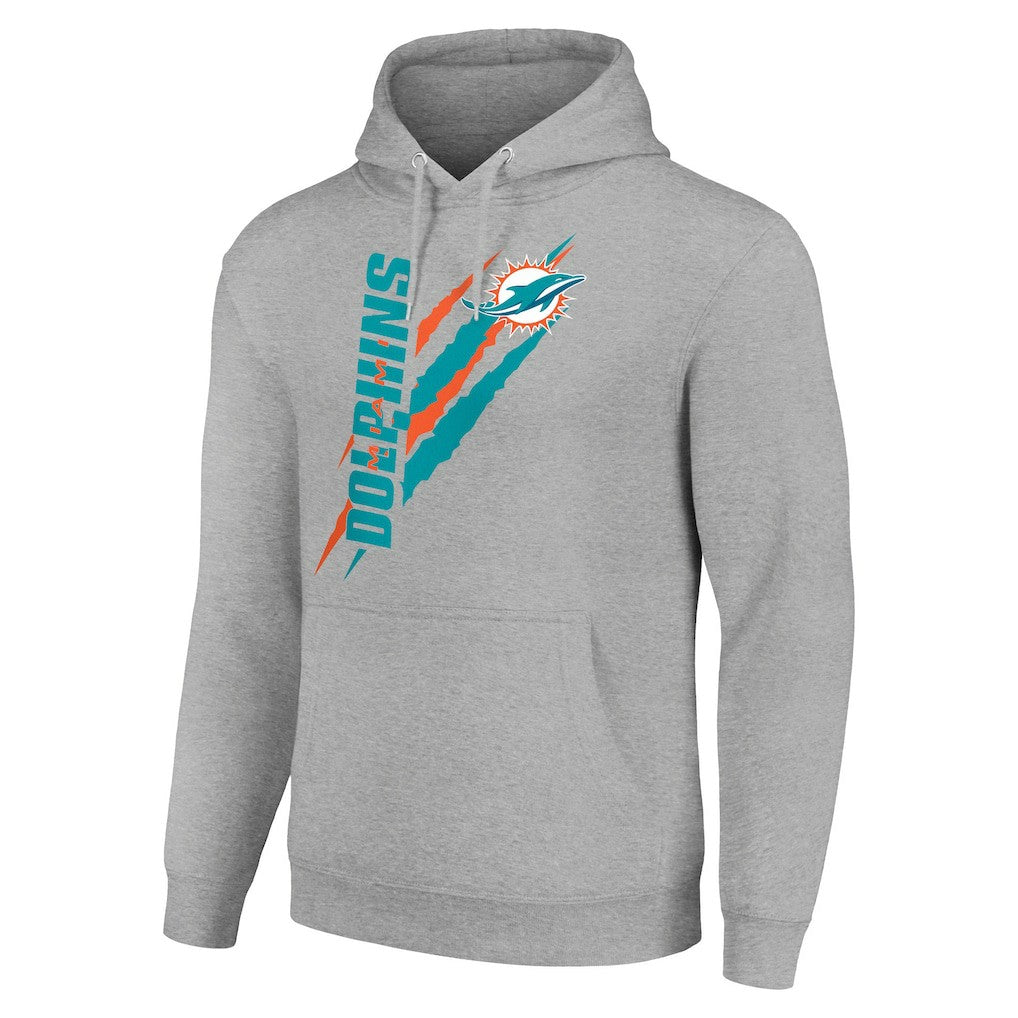 Miami Dolphins Starter Unisex Color Scratch Fleece Pullover Hoodie - Heather Gray discount