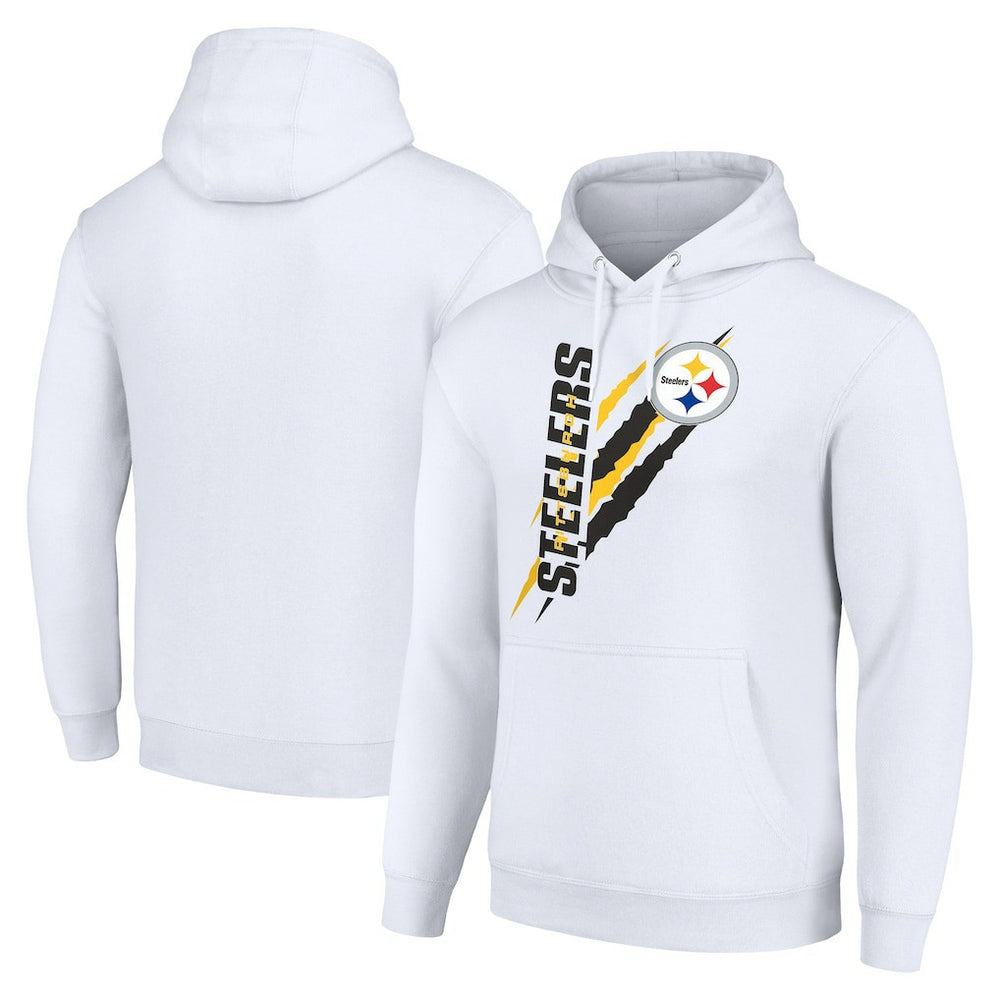 Pittsburgh Steelers Starter Unisex Color Scratch Fleece Pullover Hoodie - White cheap