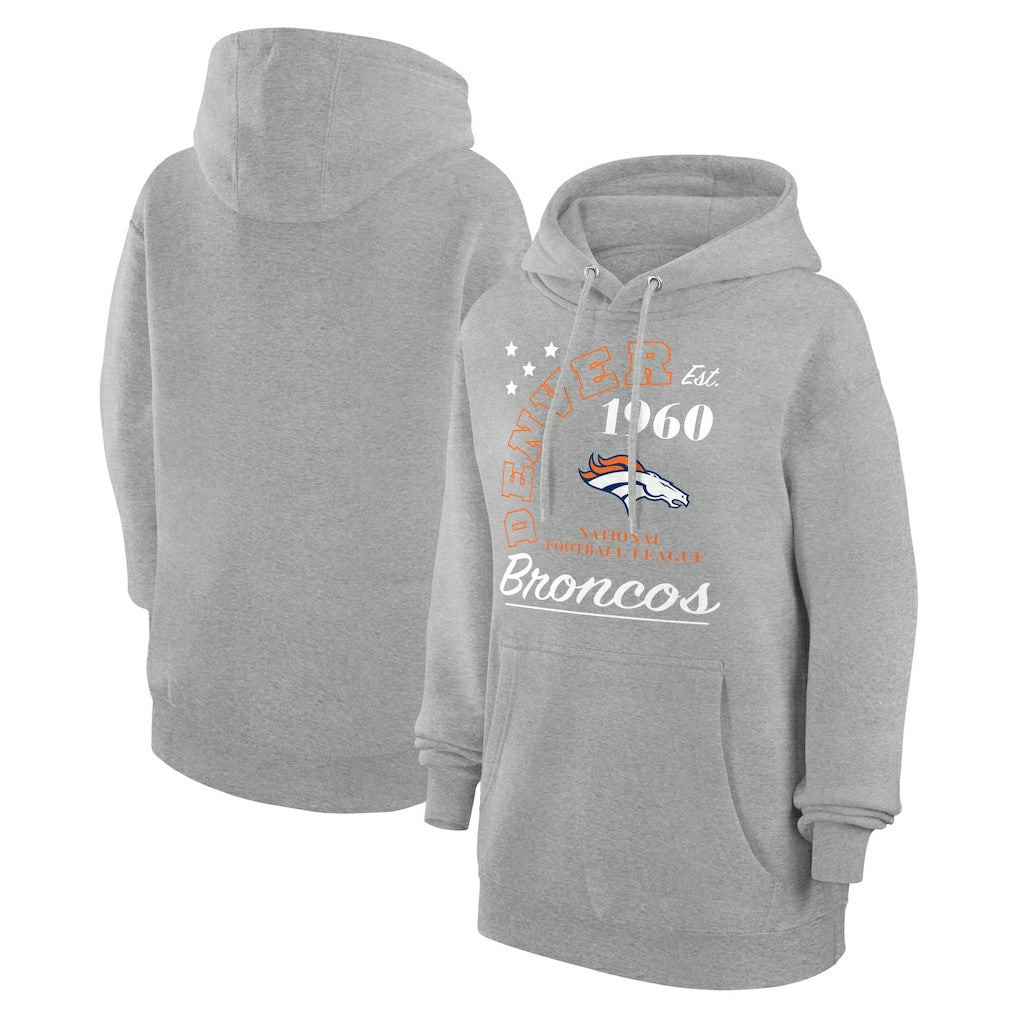 Denver Broncos Starter Unisex Arch Team Fleece Pullover Hoodie - Heather Gray cheap