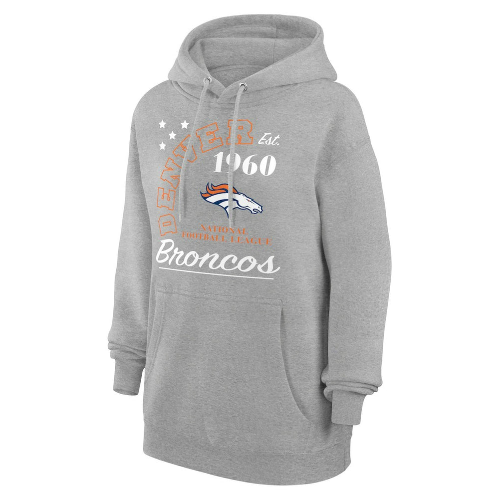 Denver Broncos Starter Unisex Arch Team Fleece Pullover Hoodie - Heather Gray cheap