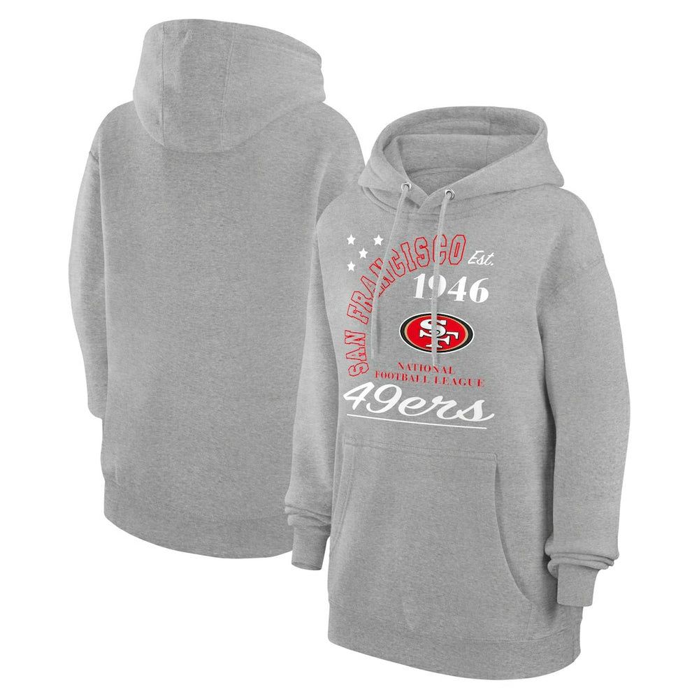 San Francisco 49ers Starter Unisex Arch Team Fleece Pullover Hoodie - Heather Gray for sale