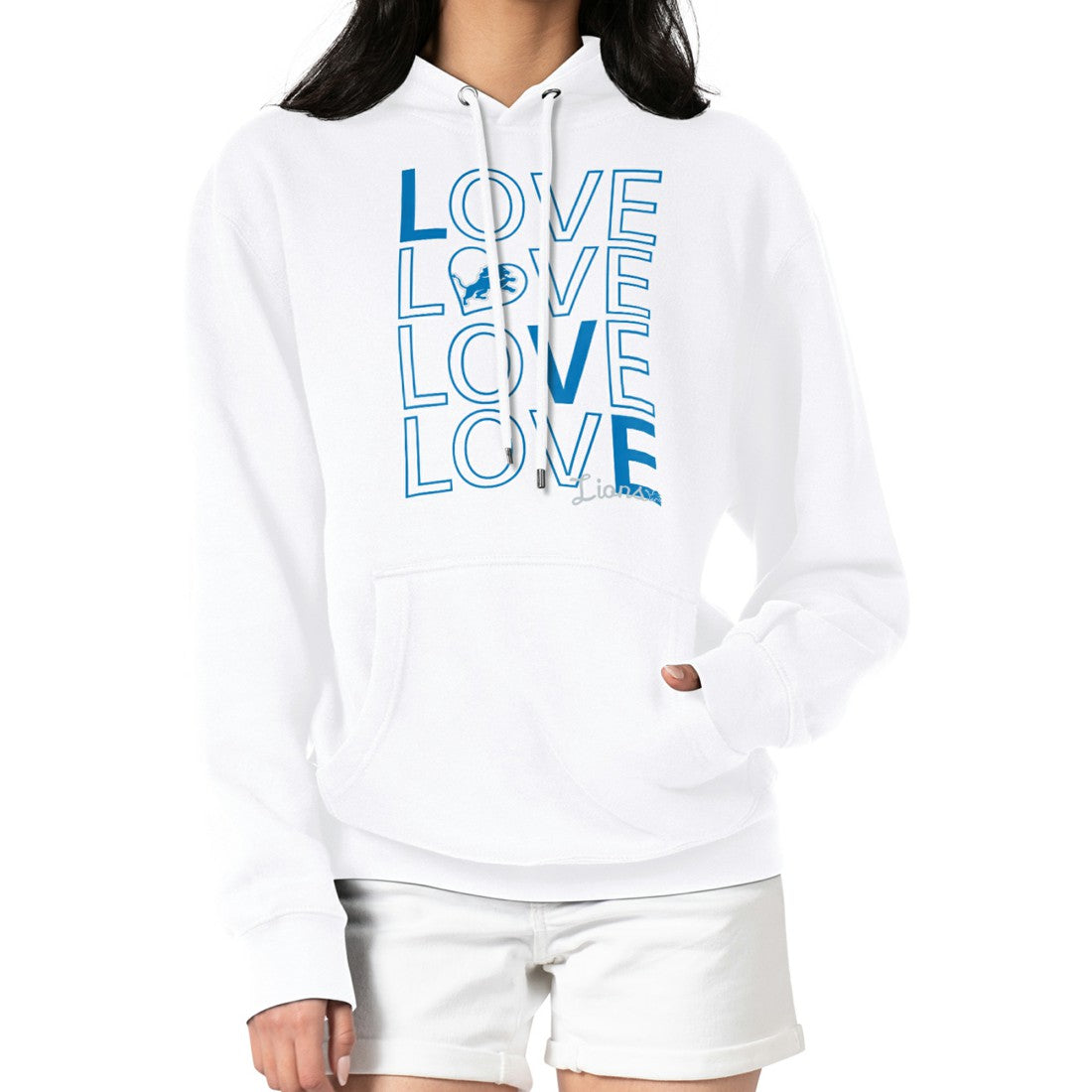 Detroit Lions G-III 4Her by Carl Banks Women's Love Graphic Pullover Hoodie - White for sale