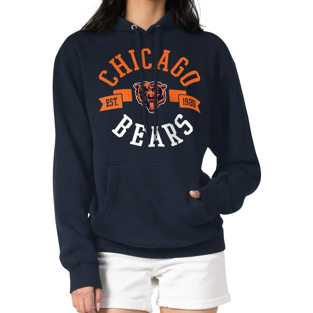Chicago Bears G-III 4Her by Carl Banks Women's City Graphic Team Fleece Pullover Hoodie - Navy online
