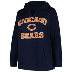 Chicago Bears Women's Plus Size Heart and Soul V-Neck Pullover Hoodie - Navy discount