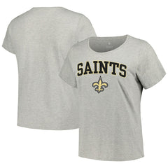 New Orleans Saints Women's Plus Size Arch Over Logo T-Shirt - Heather Gray online