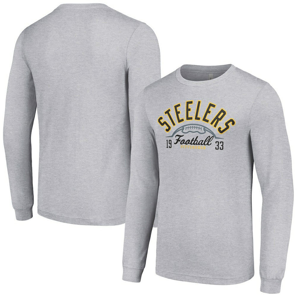 Pittsburgh Steelers Starter Half Ball Team Long Sleeve T-Shirt - Heather Gray outlet
