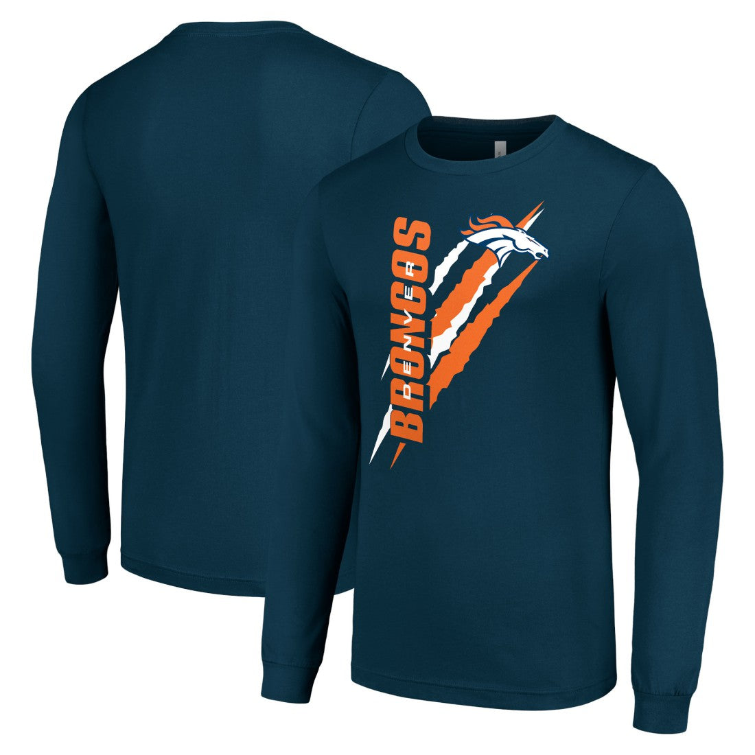 Denver Broncos Starter Color Scratch Long Sleeve T-Shirt - Navy cheap
