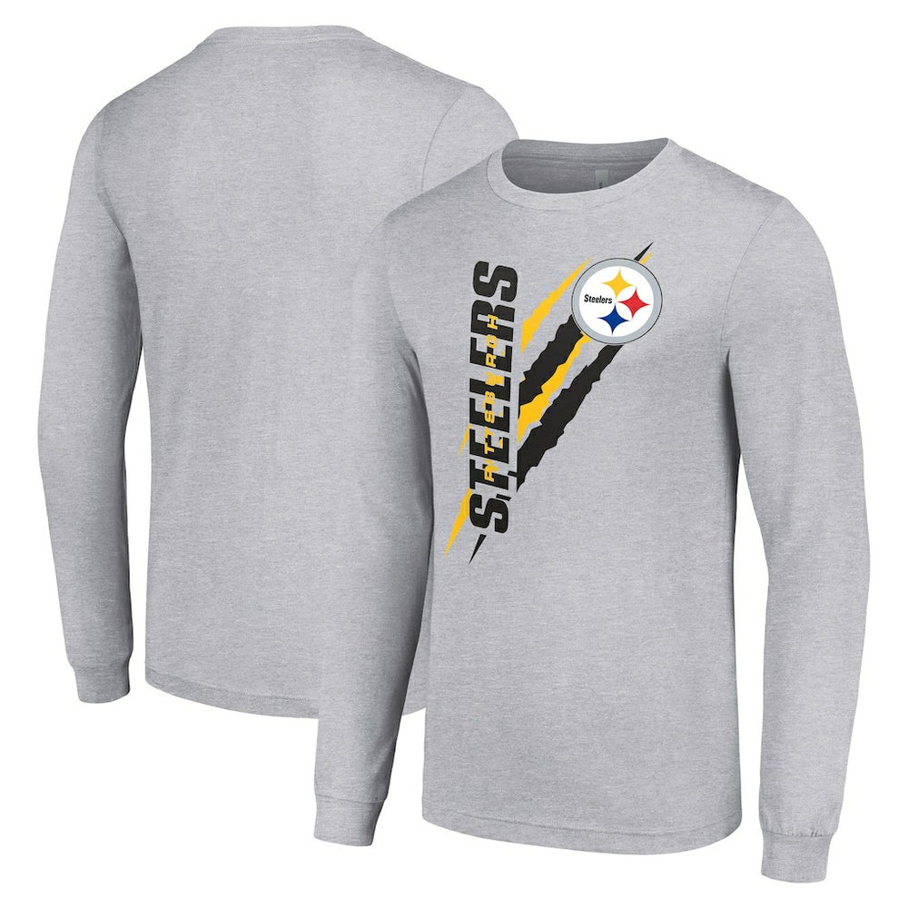Pittsburgh Steelers Starter Color Scratch Long Sleeve T-Shirt - Heather Gray discount